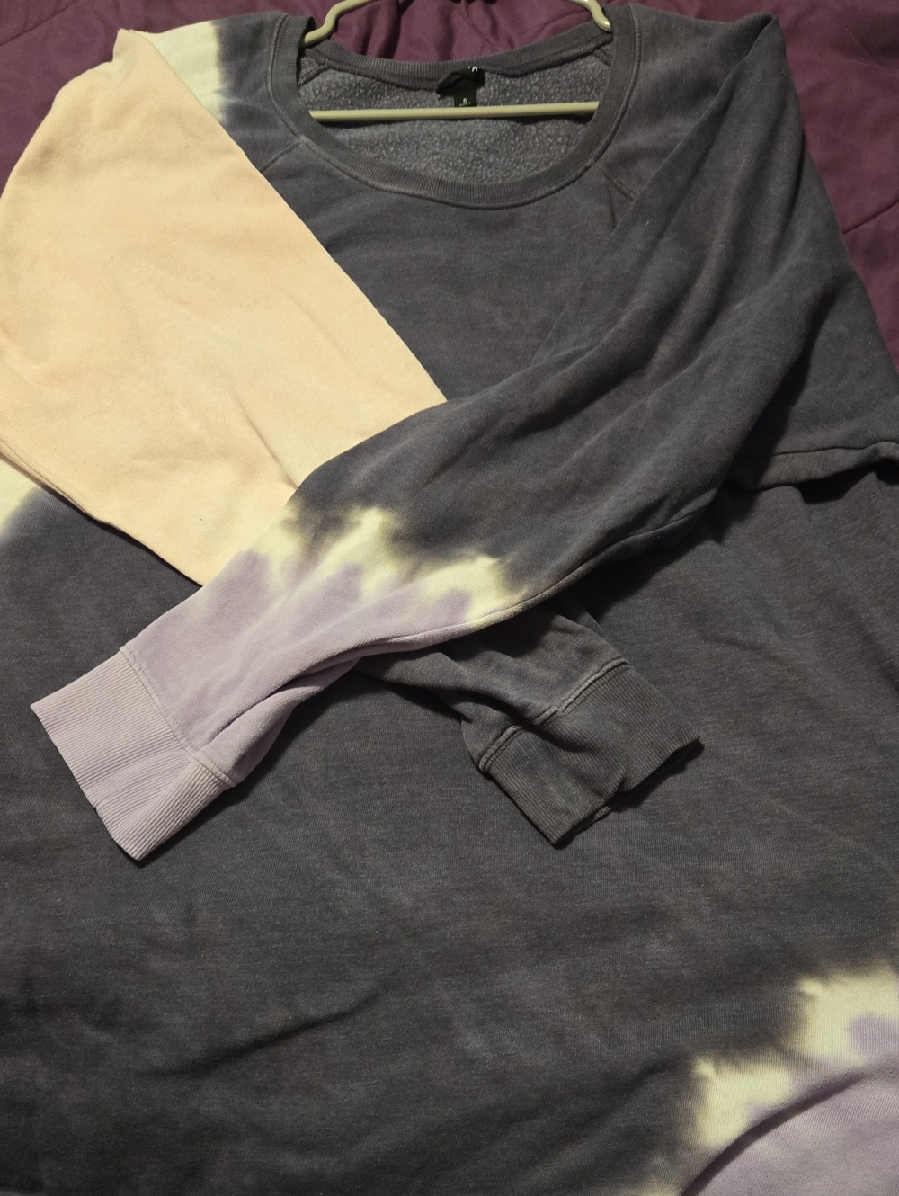Tie-Dye Crewneck Sweater in Gray, Cream & Lavender